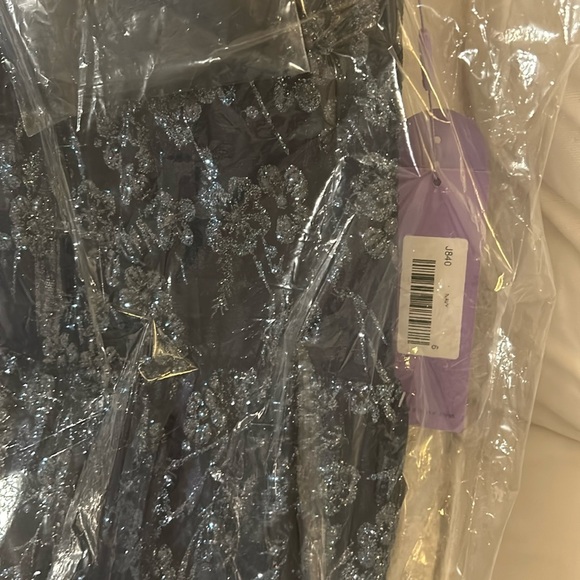 Formal Prom Navy A Line Square Neck Dress J840 - Picture 4 of 4